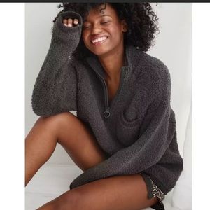 Aerie Sherpa Quarter Zip Sweater